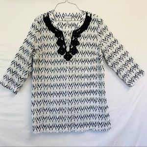 Liz Claiborne V Neck Tunic Blouse